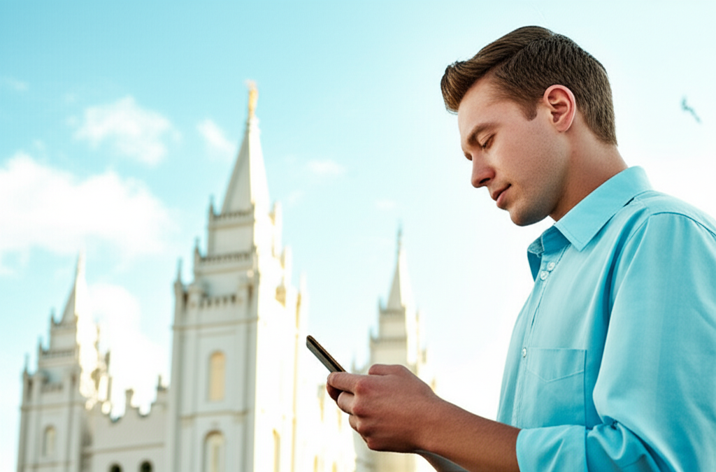 Man resisting smartphone distraction to focus on faith